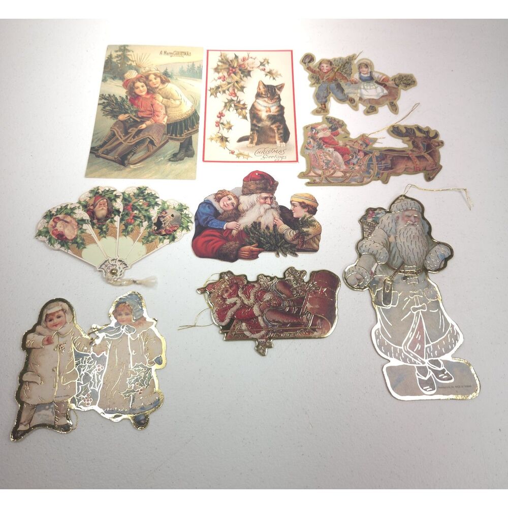 Vintage Christmas Ephemera Ornament Tag Lot Merrimack Hallmark Die Cut 14pc